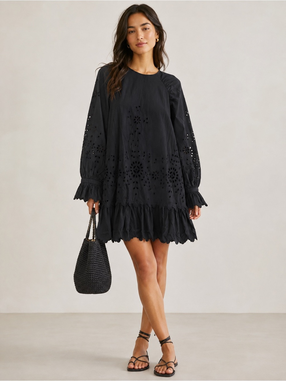 Sea New York black eyelet dress size medium